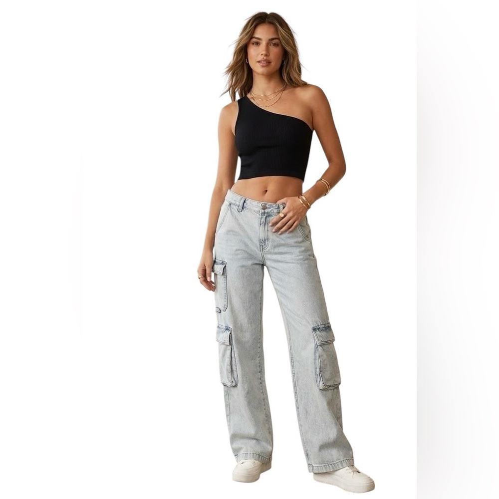 Aeropostale Light Blue Cargo Boyfriend Jeans Size 8